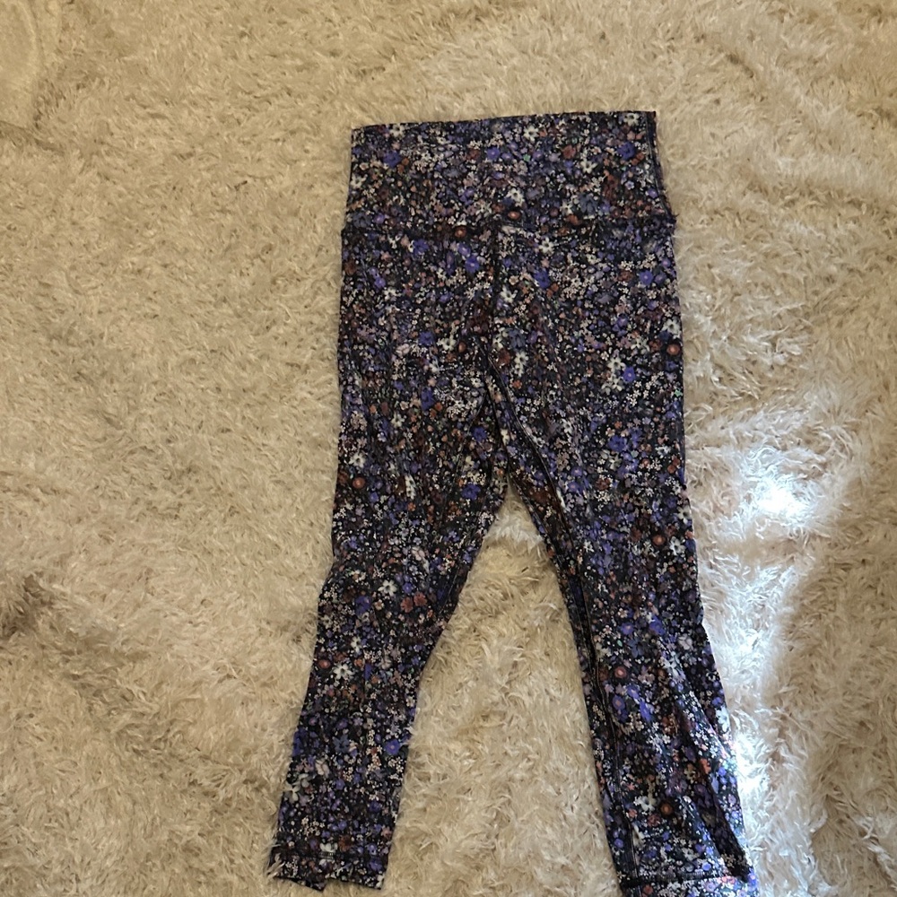 lululemon athletica Women's Floral Leggings - Blue and Purple